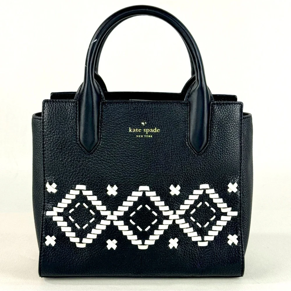 Kate Spade New York Flynn Street Small Meriwether Satchel Black Leather WKRU5488 - Picture 3 of 14